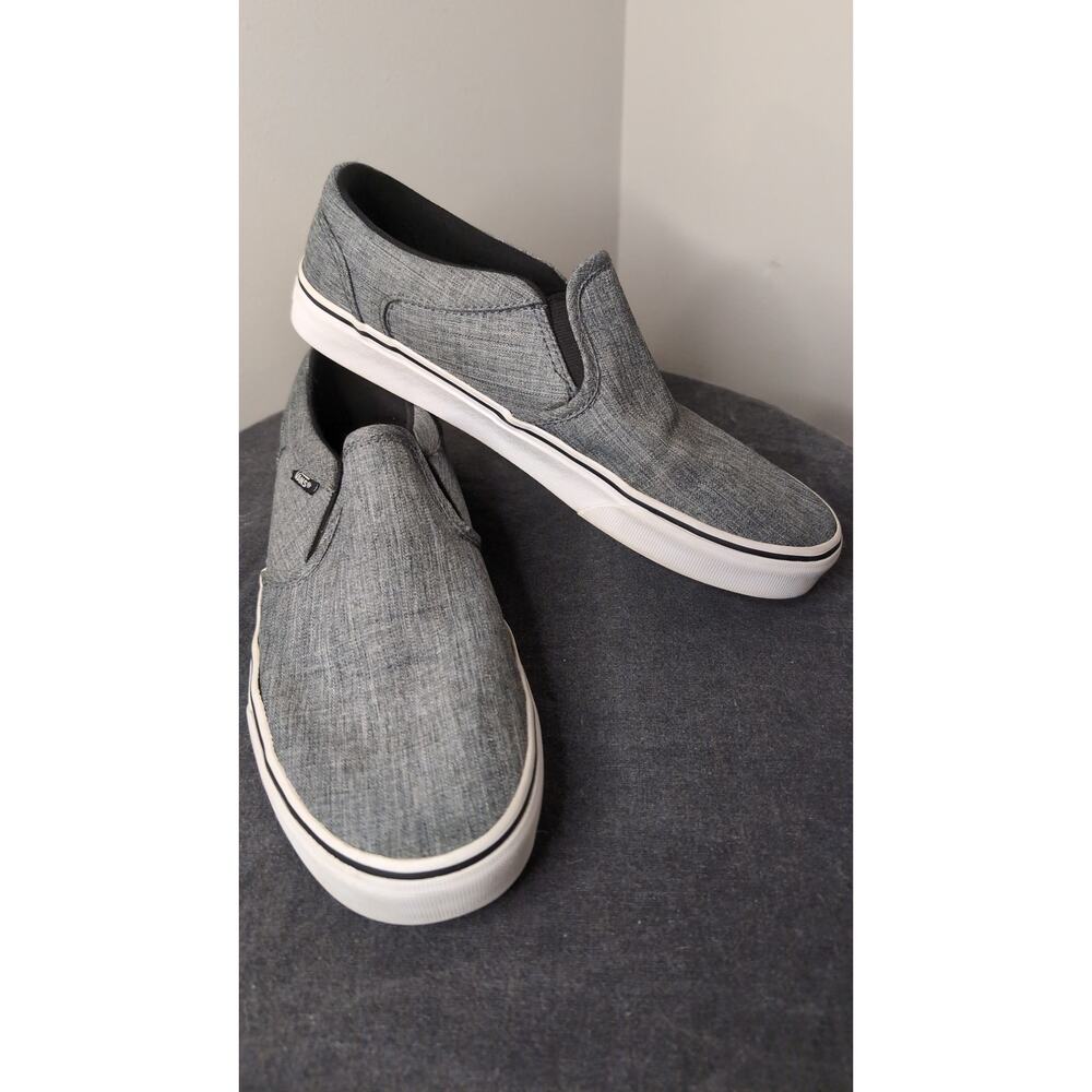 Vans Classic Slip On Gray Canvas Sneakers Mens Size 8 Casual